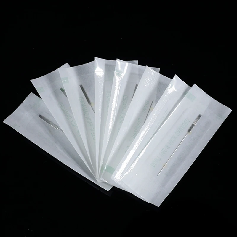 100pcs 1R 2R 3R 5R 5F 7F PMU Needles + Cup Tips Disposable Sterilized Professional Tattoo Needles Permanent Makeup Eyebrow Lip