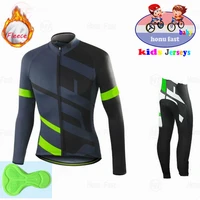 new 2022 boy winter long sleeve cycling jersey set team cycling clothes thermal fleece mtb cycle clothing kids road bike uniform