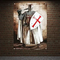 medieval warrior wall hanging tapestry knights templar armor posters vintage crusader banners flags canvas painting home decor 7
