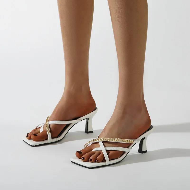 

Rubber Flip Flops Shoes Ladies' Slippers Low Slipers Women Heeled Mules Rivet Hawaiian 2021 High Fretwork Slides Fabric PU Hoof