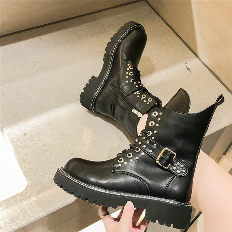 Women PU Western Knight Ladies Winter Boots Buckle Strap Short Casual Shoes botas mujer invierno 2020 | Обувь