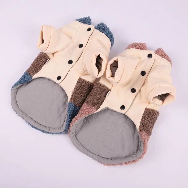 

Stitching Color Fashionable Warm Fleece Pet Dog Clothes Autumn And Winter Dogs Shirt Jacket Pullover Sweatshirt Pet Supplies