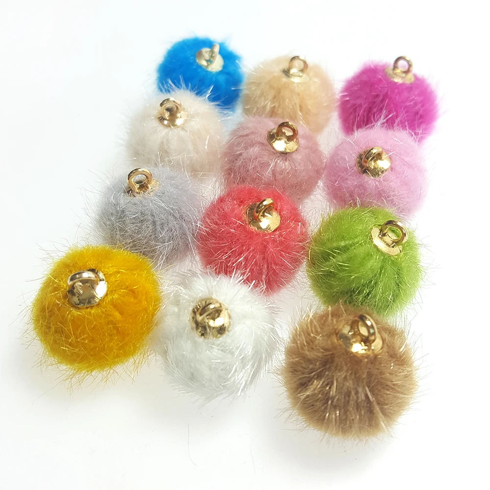 

Lavida F05 10Pcs Colorful Faux Mink Fur Ball with Ring/DIY Earrings Necklaces Hat Materials/Jewelry Accessories/Craft Supplies