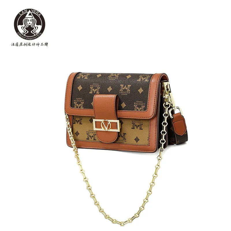 

Bag women's 2021 new fashion print small square bag casual one-shoulder sloping bag ins niche women's bag