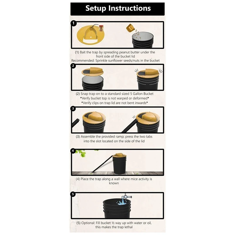 

Bucket Lid Mouse/Mouse Trap Trap Door Style Multi-Capture Automatic Reset Indoor Wood Board Slide Bucket Lid 2PC