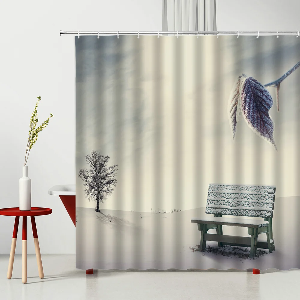 Водонепроницаемая занавеска для душа зимний ландшафт снеговик The Way ткань из