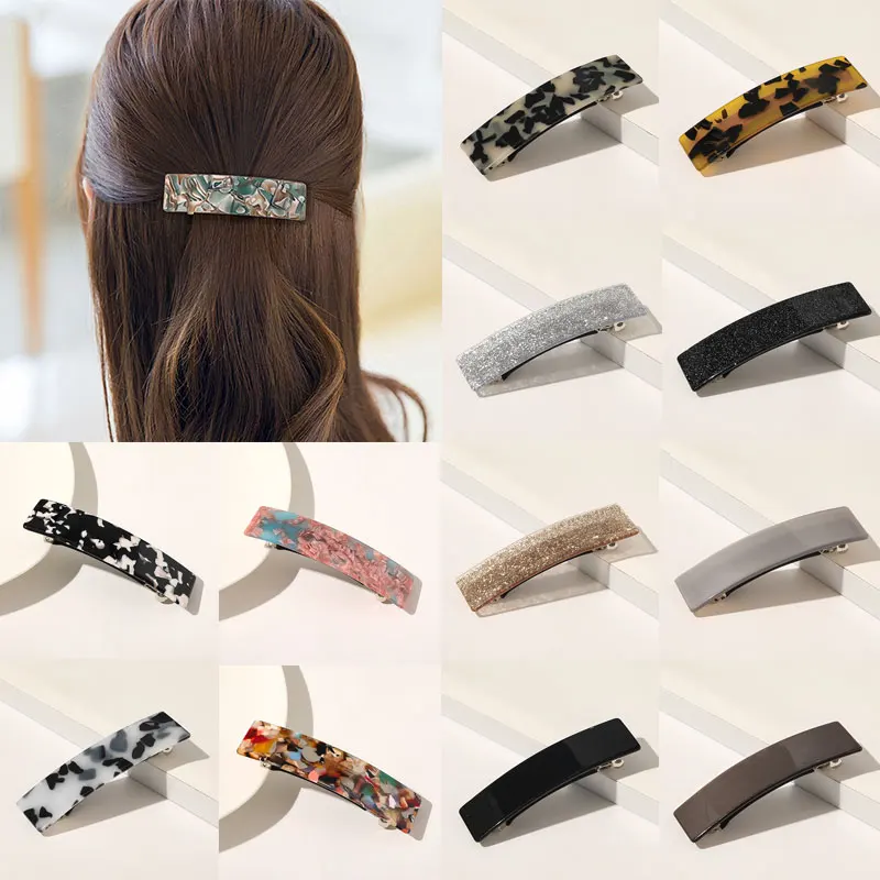 

All-matched Temperament Barrette Fashion Popular Glitter Hair Clip Leopard Marble Acetate Colorful Geometric Simple Hairpin
