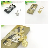 10pcs cheap wedding favors guardian angel key ring silvergold keychain baby birthday party giveaway for guest