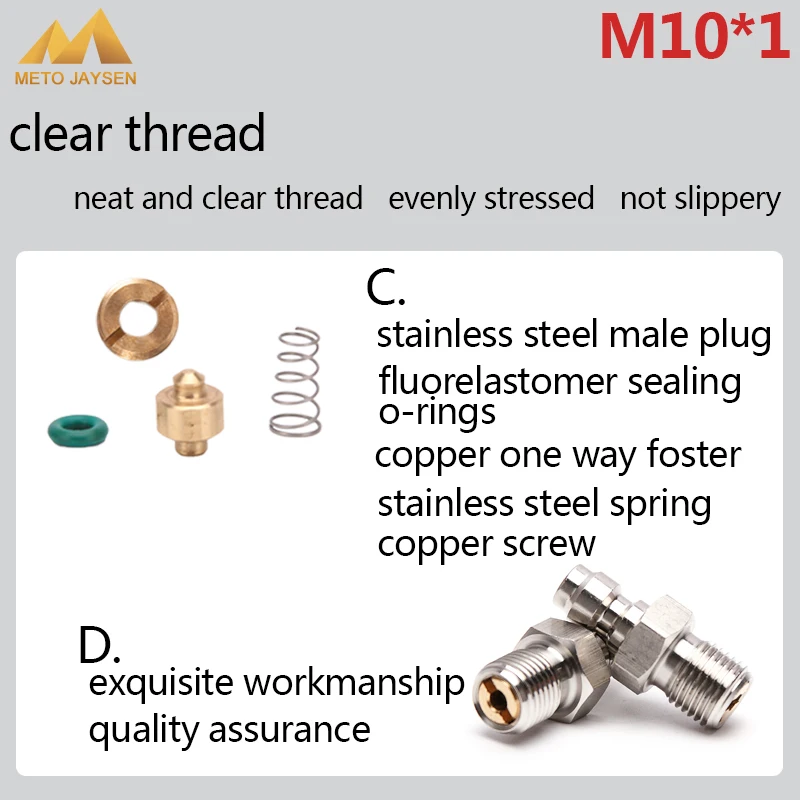 M10x1 Male Plug Adapter Fittings PCP Airforce Paintball Pneumatic Quick Coupler 8MM Stainless Steel 2pcs/set | Спорт и развлечения