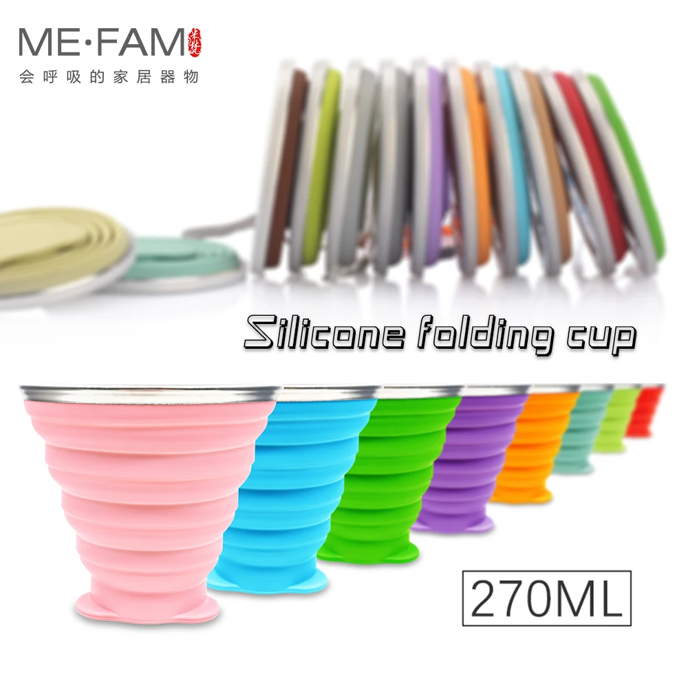 

New Outdoor Travel Retractable Silicone Fold Cup With Lid Telescopic Sport Collapsible Mini Drinking Water Cup Portable Set Of 4