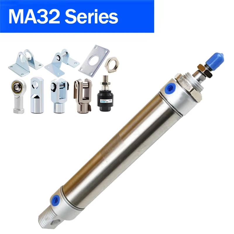 SC32 Series Pneumatic Stainless Air Cylinder 32MM Bore Double Action Mini Round Cylinders MA32x100-CA-S MA32x50-CA-S ect.