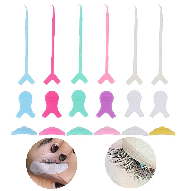

5 Pairs Eyelash Lifting Kit Accessories Silicone Perm Pads Y Shape Brush Perming Sticks