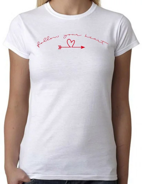 

Follow Your Heart T-Shirt - Red Print Cute Funny Cool Retro Tee Summer Love