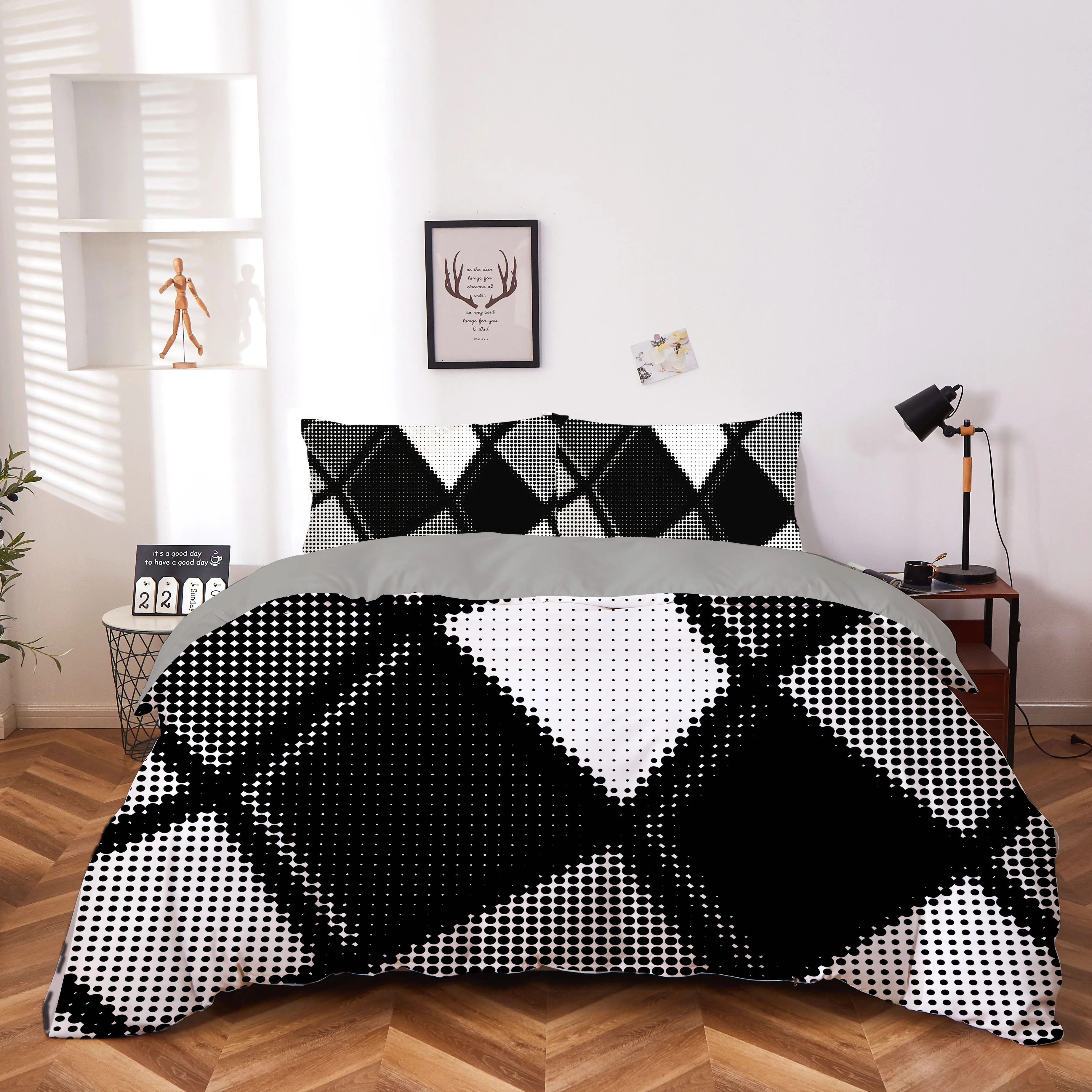 Квадратный тема Стиль 2/3 шт. Постельное белье Черные детские штаны с