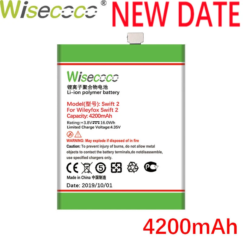 WISECOCO 4200 мАч батарея для смартфона Wileyfox Swift 2/2 Plus новейшее производство высокое качество батарея+ номер отслеживания