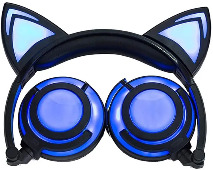 

Foldable LED light cat ear headphone suitable for children and adolescents 3.5mm stereo headset music game earphone