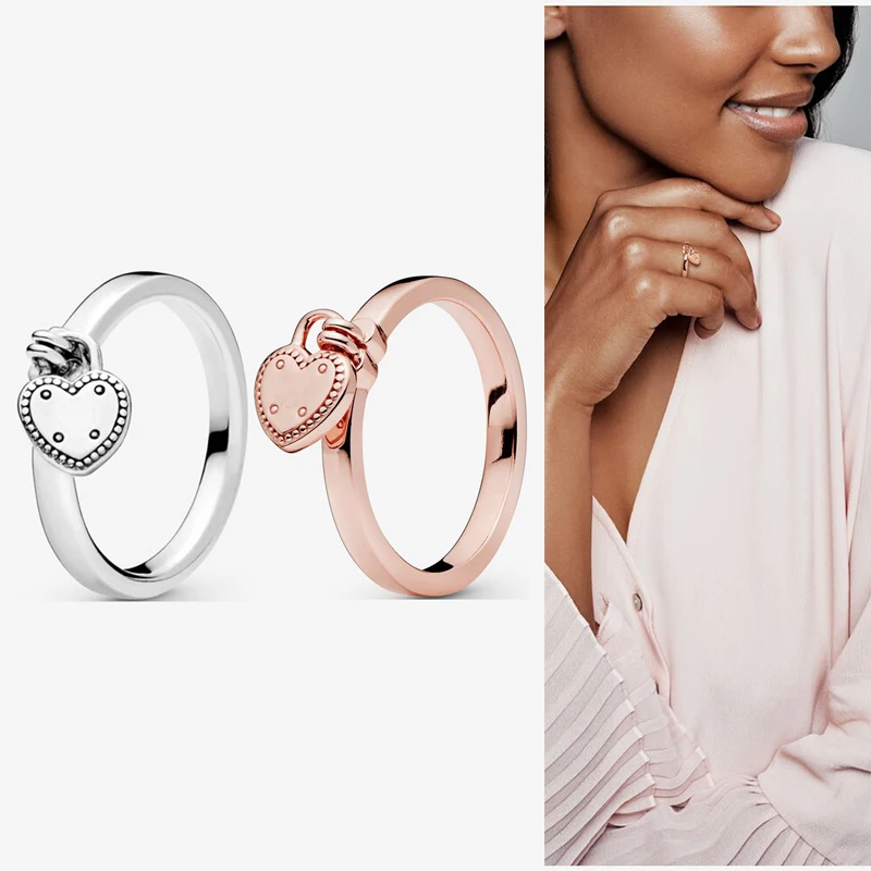 

925 Sterling Silver Pan Ring Valentine's Day Love Pendant Ring For Women Wedding Party Gift Fashion Jewelry