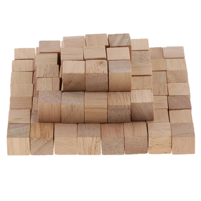 

100/200PCS Natural Solid Unfinished Pine Wood Blocks Wood Cubes For Puzzle Making Photo Blocks Crafts and DIY Projects Gift