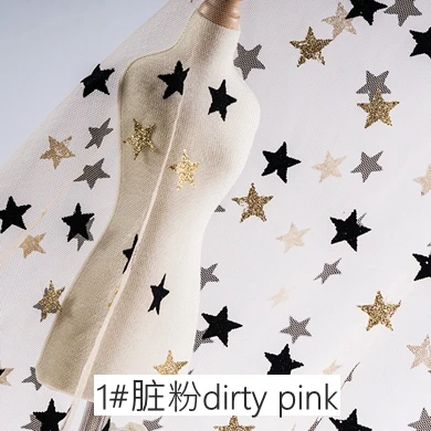 01 durty pink Ткань для шитья Звездное платье Ткань для девочек бронзовая Флокированная блестящая тюль свадебное украшение из ткани T012 - Цвет: 01 durty pink