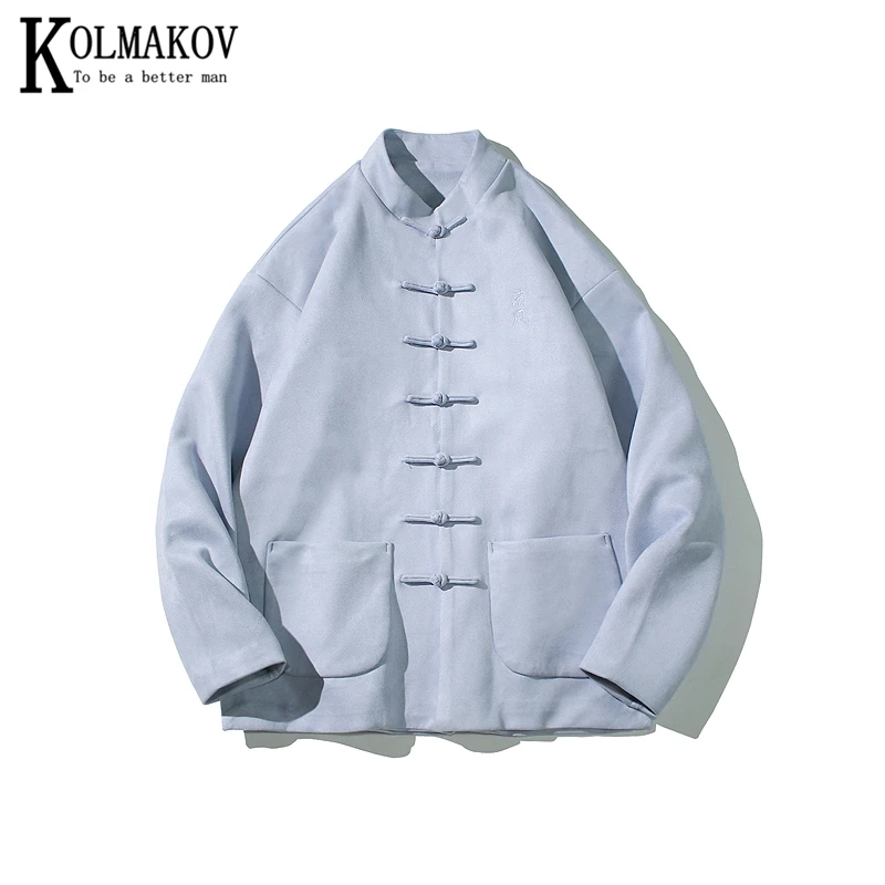 

KOLMAKOV New Chinese Style Men's Autumn And Winter Jacke Ambroidered Tang Suit Stand Collar Loose And Casual 2 Color Size M-4XL