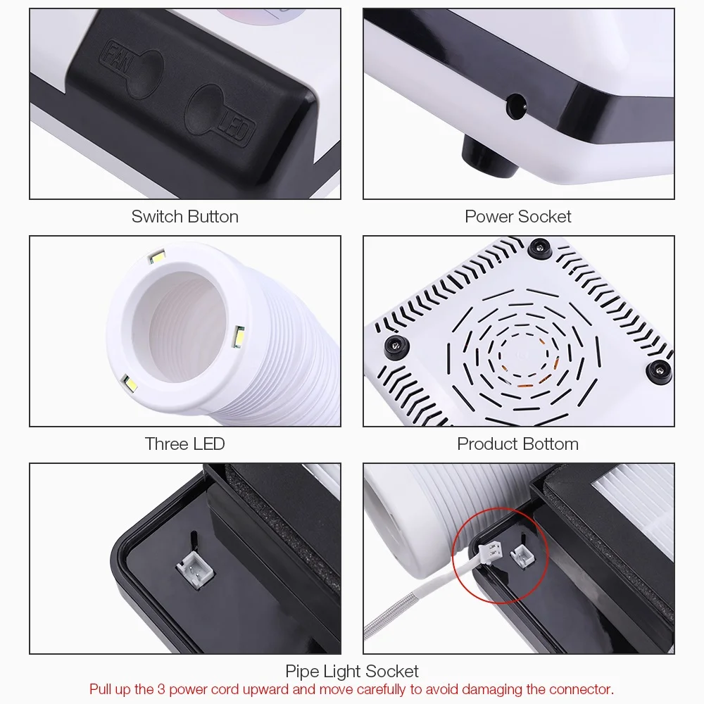 Пылесос маникюрный с выдвижным вентилятором мощный пылесборник для ногтей