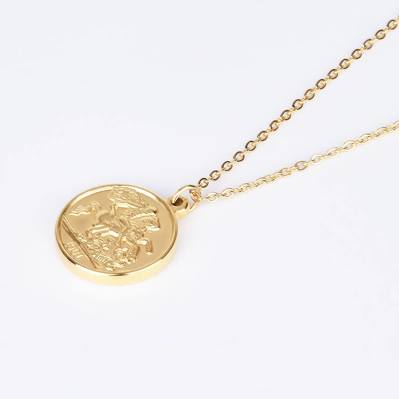 Цепочка с подвеской-монеткой Jeroot в стиле ретро золотистого цвета