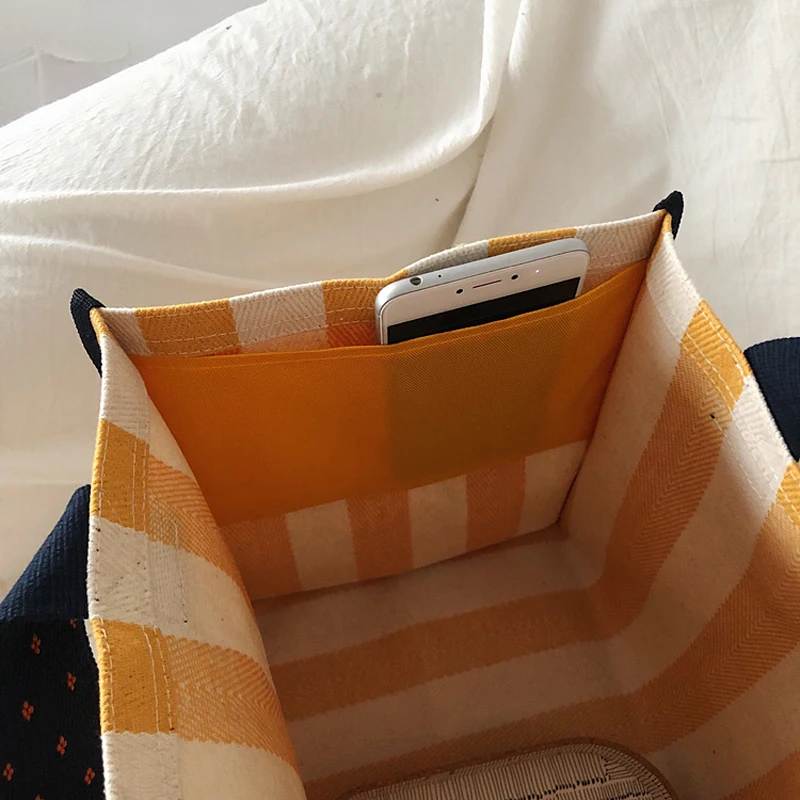 Холщовая женская сумка GOPLUS полосатый Женский саквояж на плечо Canva вместительный