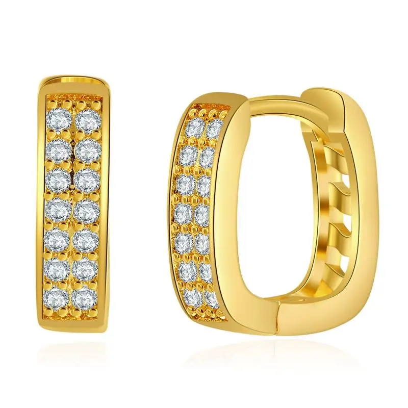 

European and American Fashion 18K Real Gold Short Diamond Earrings Ins style Design All-matchJewelry For Women