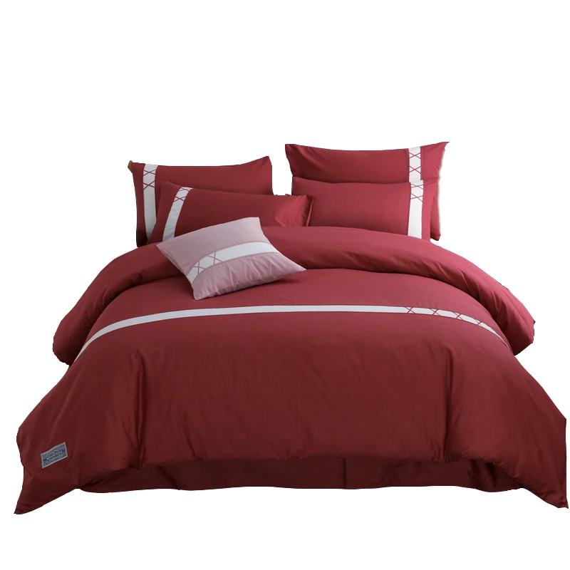 

Contracted and pure cotton covered 4 times 1.8 m bed double full quilt set of bed pure color bedding m2.0 1.8 meters