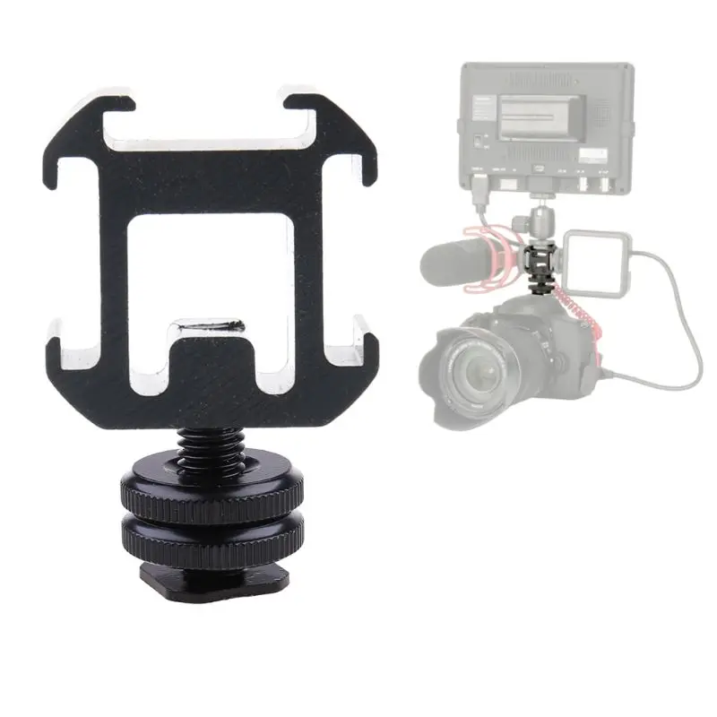 

3 Hot Shoe Mount Adapter Dual Screws Stand Holder for DSLR Camera Flash Light