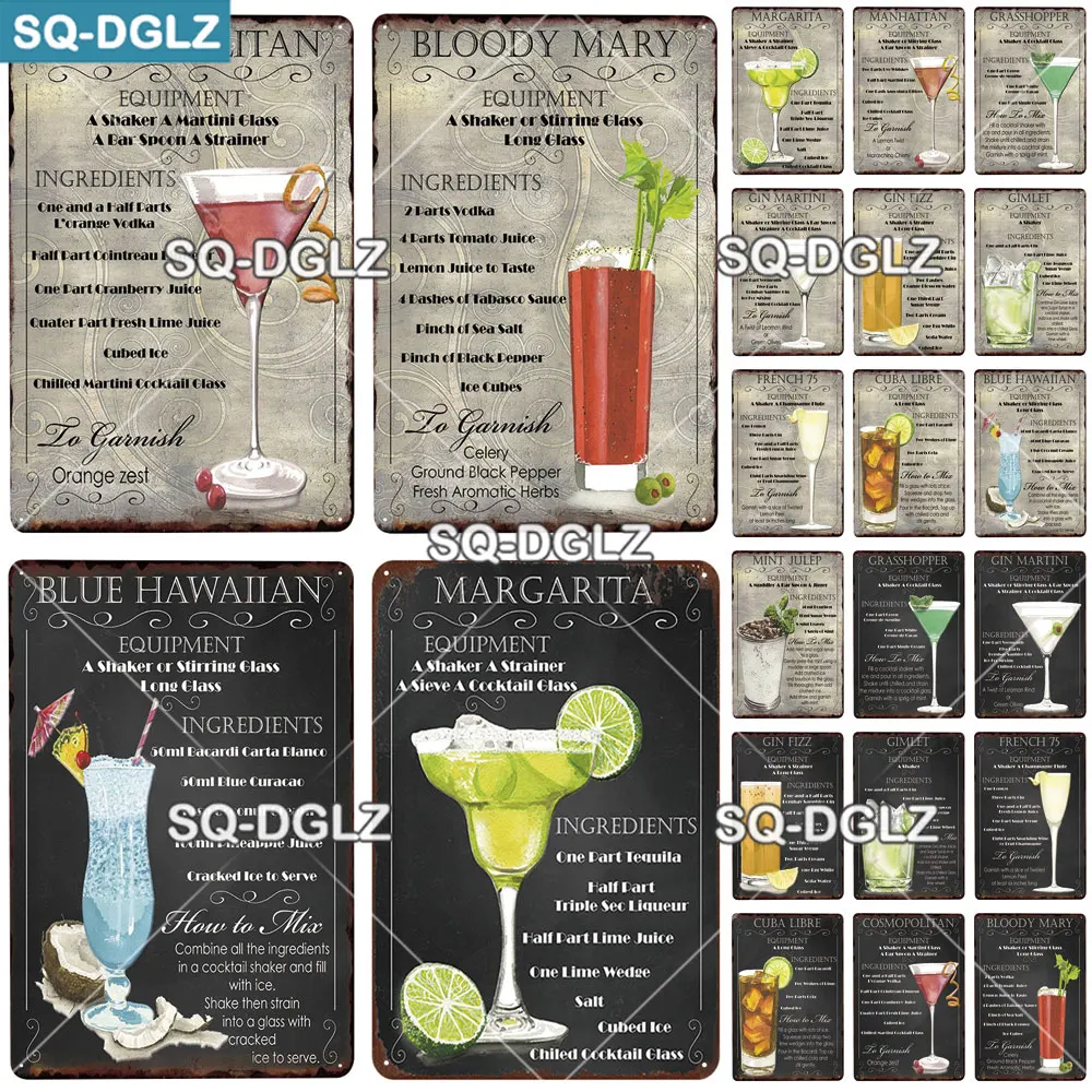 Винтажный постер Джин и тоник оловянные наклейки на стену украшение в стиле