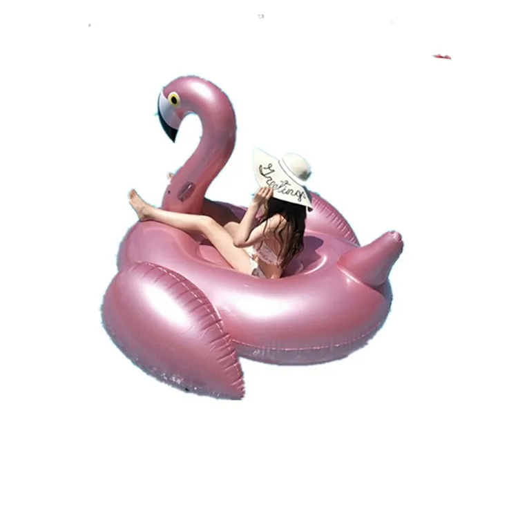

150cm Rose Gold Giant Inflatable Flamingo Pool Float Newest Pink Ride-On Swimming Ring For Adults Summer Water Holiday Party Toy