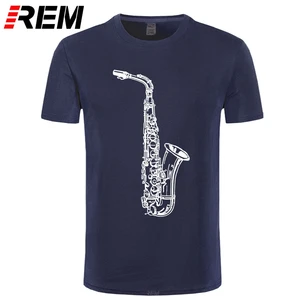 Рем новинка футболка мужская с коротким рукавом золото Футболка с изображением саксофона пользовательская джазовая музыка мужская одежда размера плюс