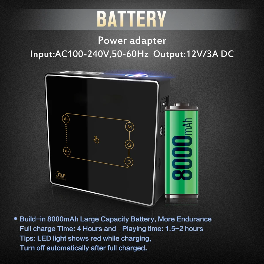 Алстон C9 плюс 4K Портативный мини-dlp проектор Android 7,1 Wi-Fi Bluetooth умная сенсорная панель проектор LED Главная Кино Бимер