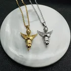 Винтажное ожерелье в стиле хип-хоп с ангелом-хранителем из нержавеющей стали, с цепочкой до ключиц, ювелирные изделия