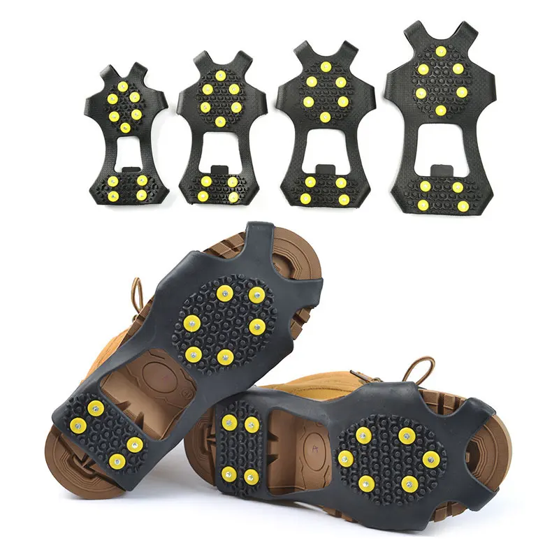 

1 Pair S-XXL 10 Studs Anti-Skid Snow Ice Climbing Shoe Spikes Ice Grips Cleats Crampons Winter Climbing Anti Slip Shoes Cover