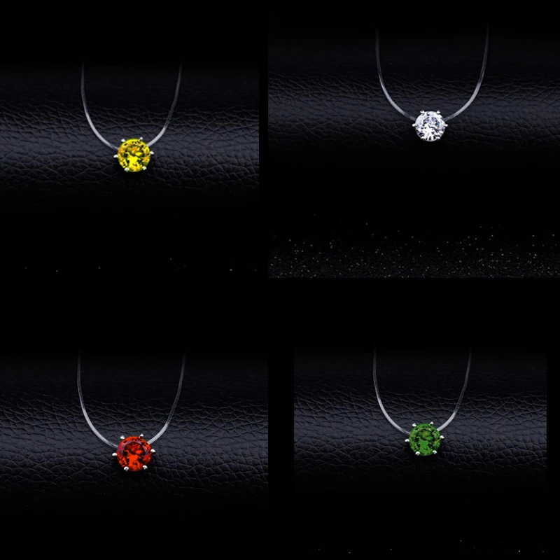 Женское ожерелье с подвеской-рыбкой невидимое кристаллами и фианитами - купить