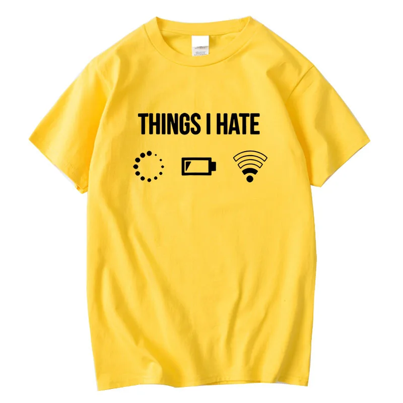 

2021 Summer Men's T-shirt Is THINGS I HATE Letter Printed Pattern Loose Cotton O-neck High-quality Short-sleeved Men's T-shirt
