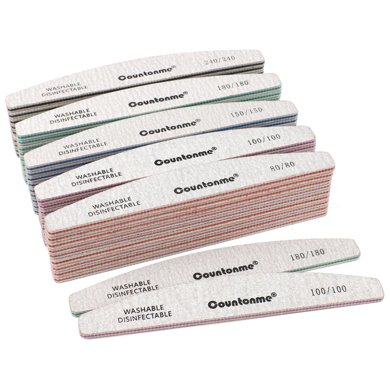 

25Pcs/50Pcs Professional Plastic Nail Files 80/80 100/100 180/180 240/240 Grit Boat Sanding Buffer Files Beauty Salon Tools