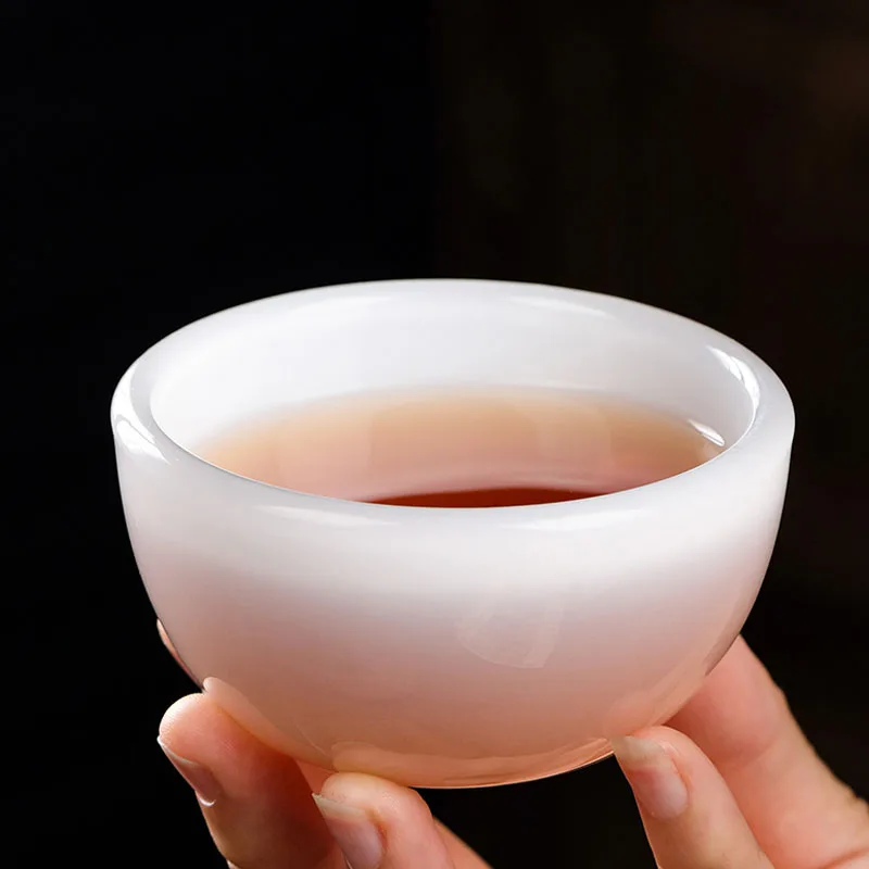 

100ml Big Tea Bowl Ceramic Jade Porcelain Cup Beautiful Teacup Chinese Kung Fu Tea Set Teaware Master Cups Puer Teacups Crafts