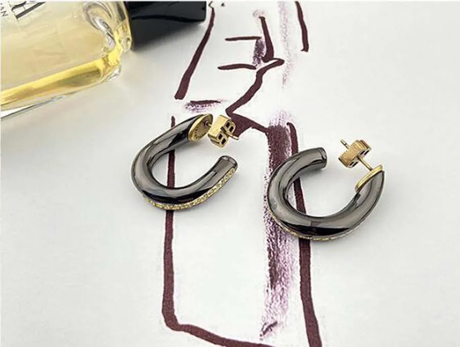 

vintage black wave zircon rhinestone geometry open earrings gorgeous ladies punk cool formal classic brand advanced stud earring