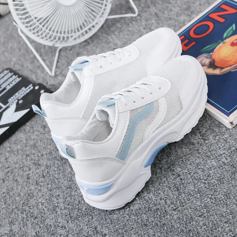 

New Sneakers Women Breathable Mesh Casual Shoes Female Fashion Sneaker Lace Up High Leisure Women Vulcanize Shoe Platform ft5