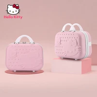 hello kitty portable travel hard leather case fashion cute cartoon small portable cosmetic case storage bagsuitable for girls