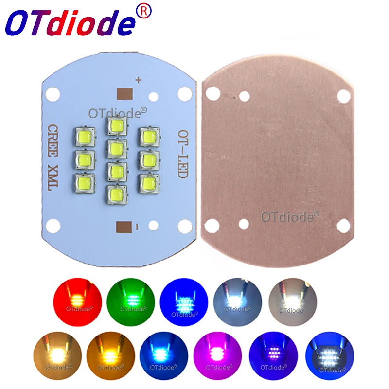 CREE XLamp XM-L XML2 SMD5050 Led Emitter Light Beads High Power 100W Warm Cold White Red Green Blue Pink Bead Bulb COB Lamp - купить по