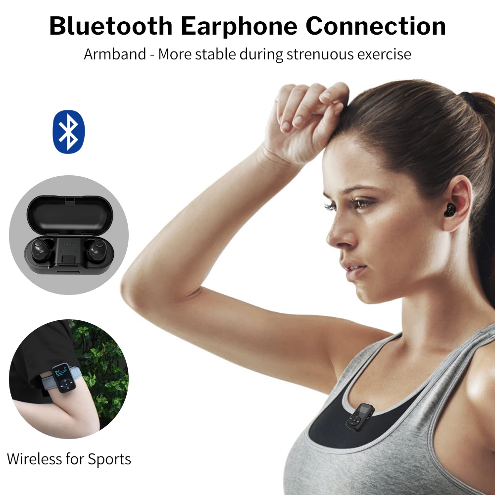 Deelife Спортивный MP3 плеер Bluetooth с зажимом, FM радио, повязка на руку, портативный мини MP 3, музыкальный плеер для бега, спортивный MP3-Player