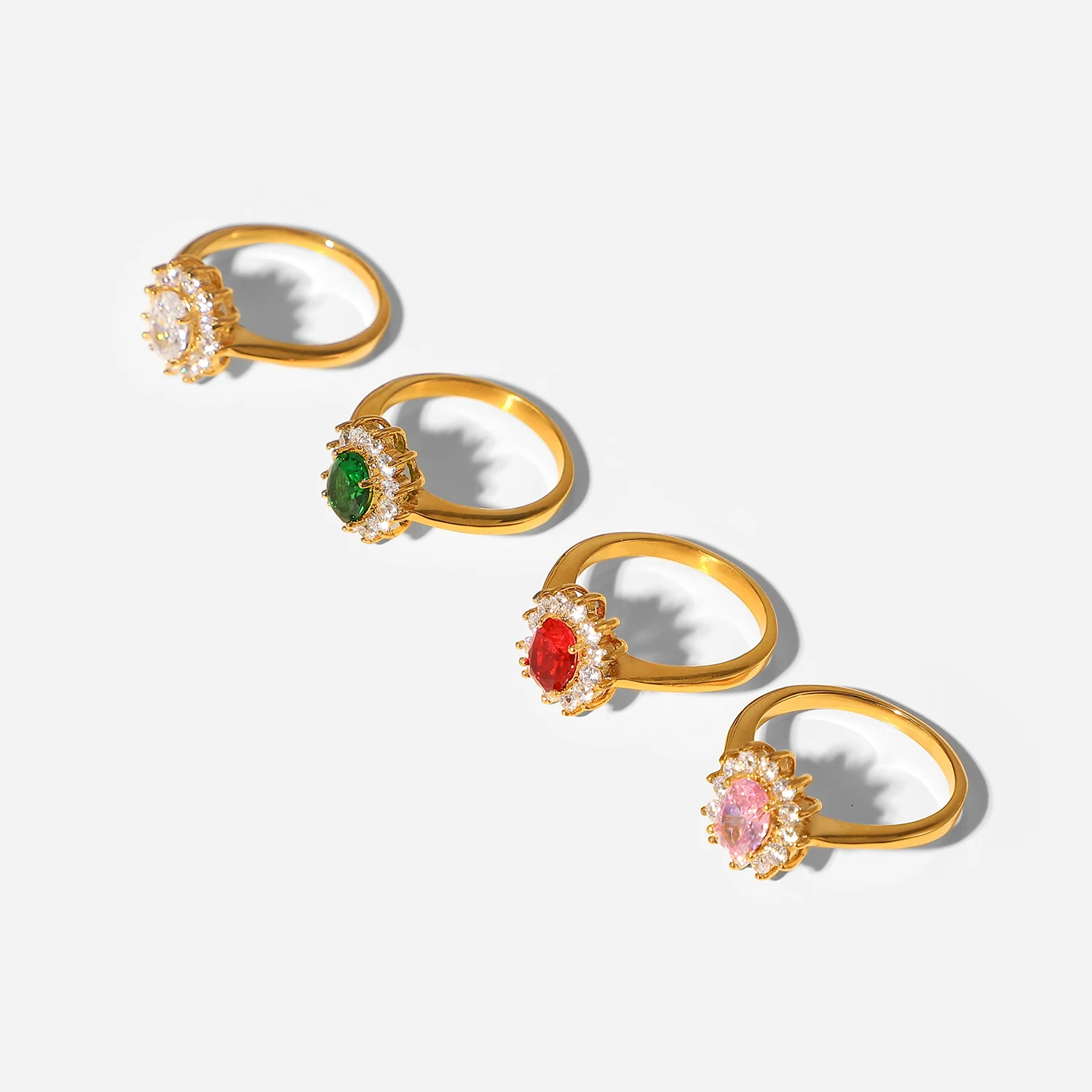 Женское ювелирное изделие квадратное кольцо с бриллиантом 18k золото нержавеющая