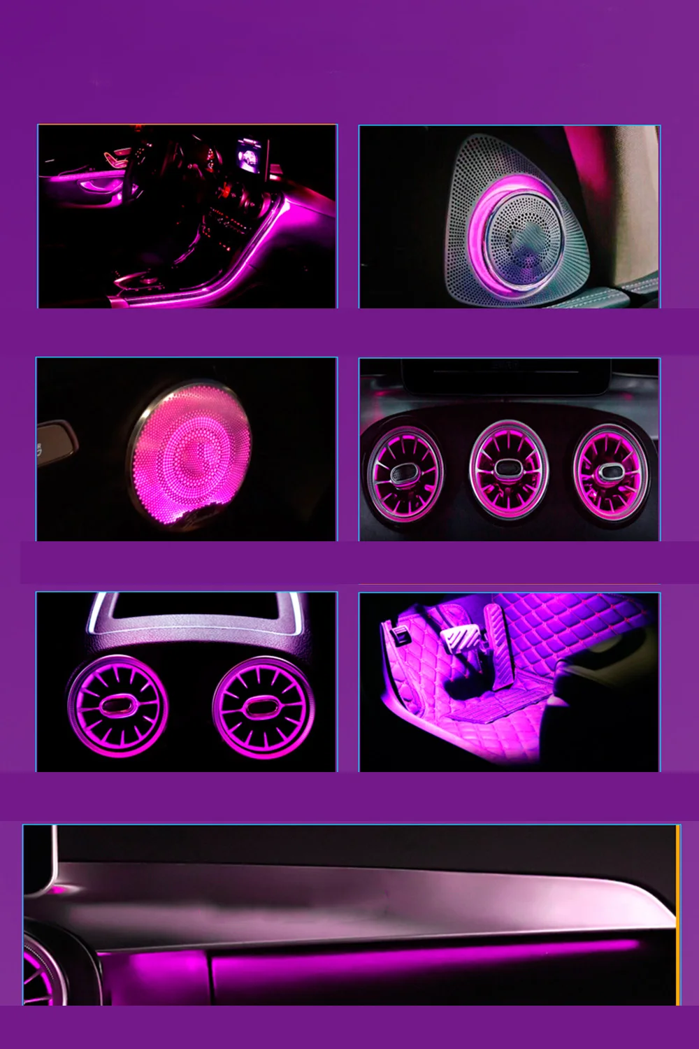 

64 colors full set Car ambient light turbine air vent rotating tweeter LED light for Mercedes benz c/glc class x253 w205 2015-20