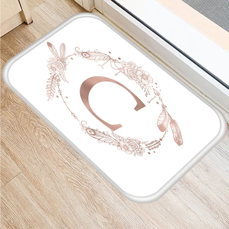 

Pink Letter Kitchen Entrance Door Mat Coral Velvet Carpet Rubber Colorful Indoor Floor Mats Non-Anti-Slip Rug 48247