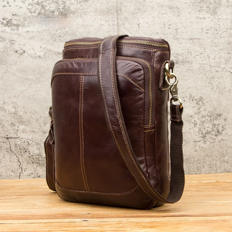 

Cowhide men's shoulder messenger bag European and American trendy men's bags