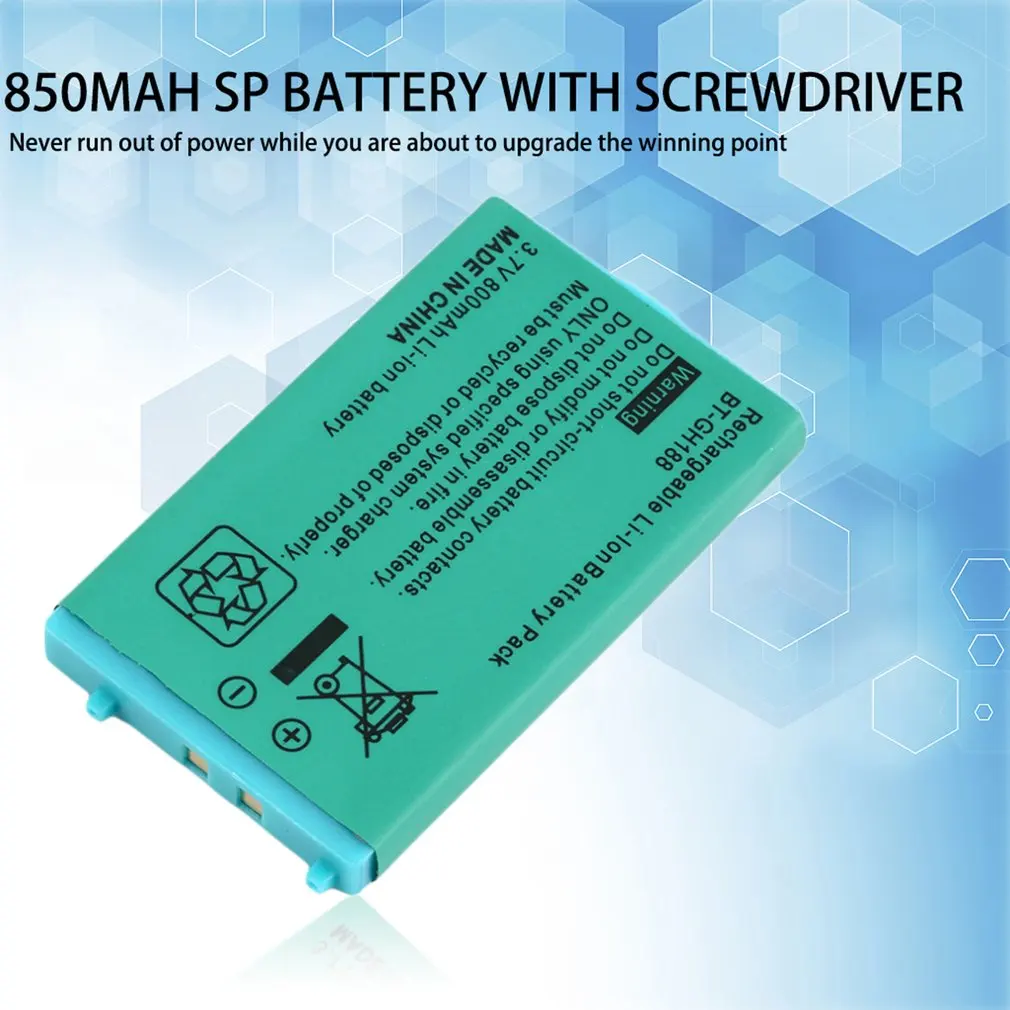 

3.7V 850 mAh Rechargeable Battery for for Nintend for Game Boy Advance SP Systems with Screwdriver lithium battery